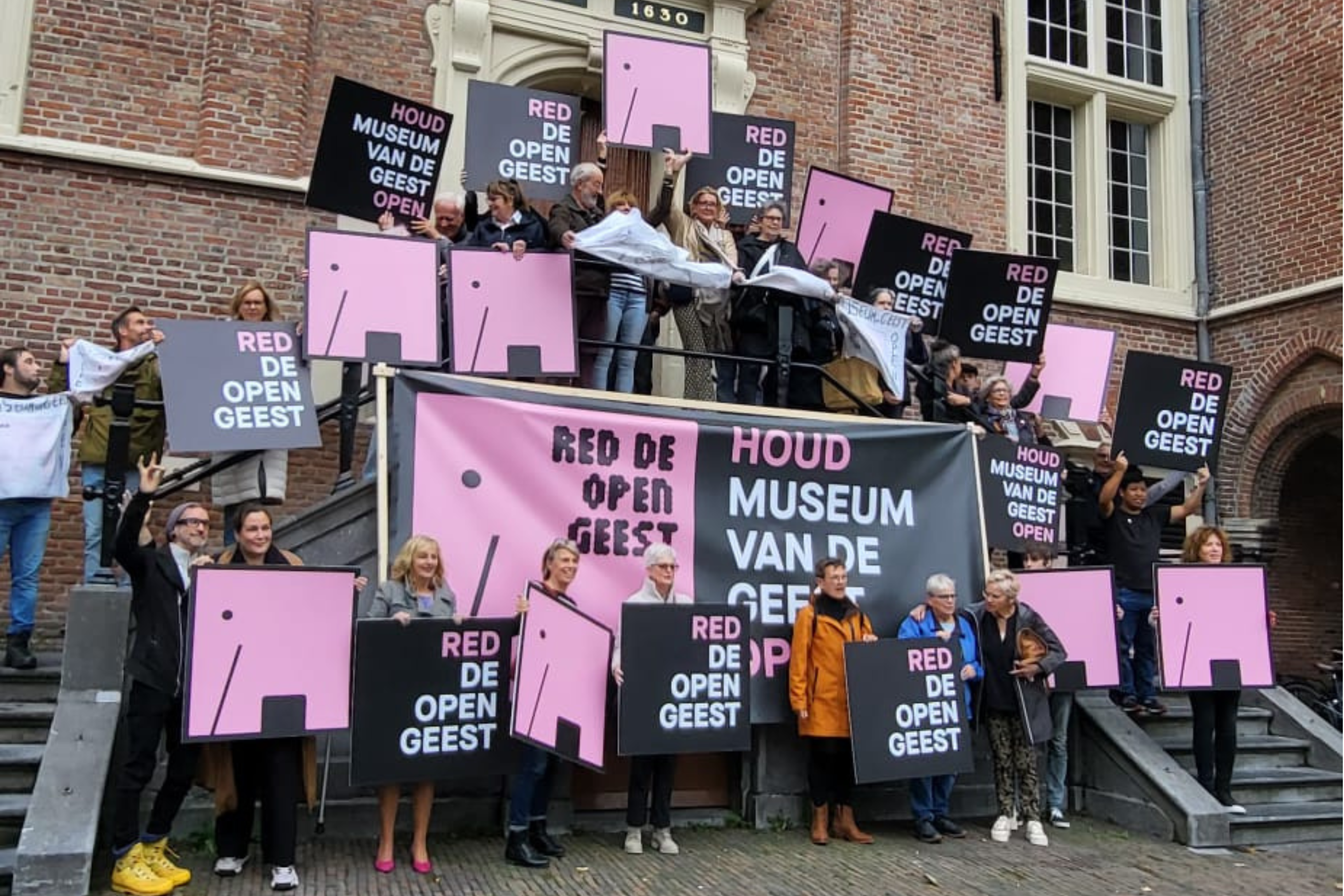 Demonstration Museum of the Mind on the Grote Markt in Haarlem